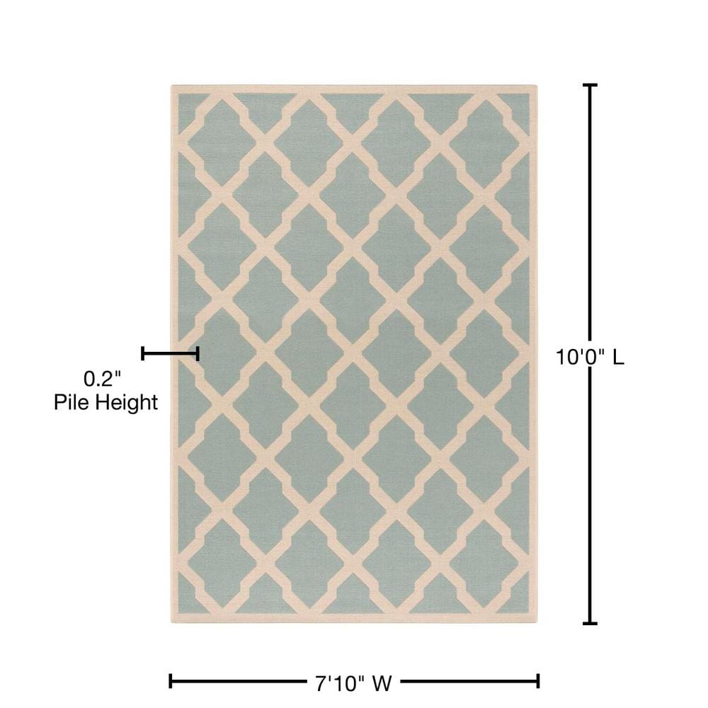 Blue Geometric 8' x 10' Stain-Resistant Synthetic Rug