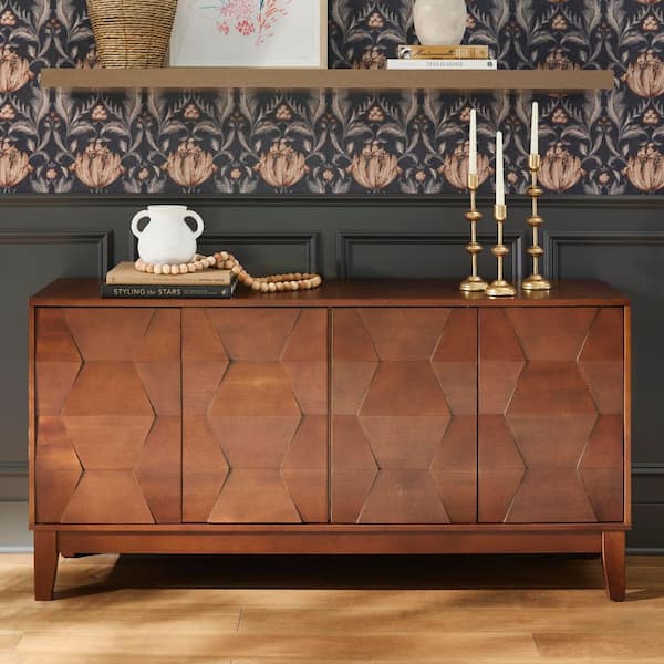 JAYDEN CREATION Kamis Modern Walnut 60 in. Hexagonal
