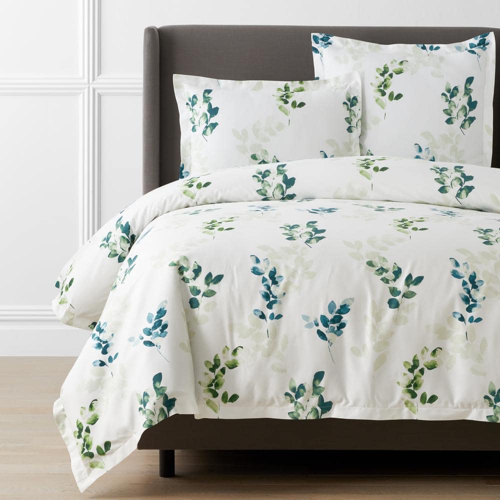 Legends Hotel Deco Leaf White Multi King Sateen Duvet Cover -  The Company Store, 51286D-K-WHI-MU