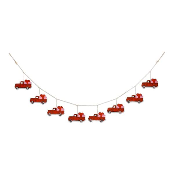 Glitzhome 72 in. H Matal Valentine's Truck Garland