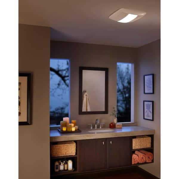 QT Series Quiet 150 CFM Ceiling Bathroom Exhaust Fan with Light and Night Light, ENERGY STAR QT Series Quiet 150 CFM Ceiling Bathroom Exhaust Fan with Light and Night Light, ENERGY STAR