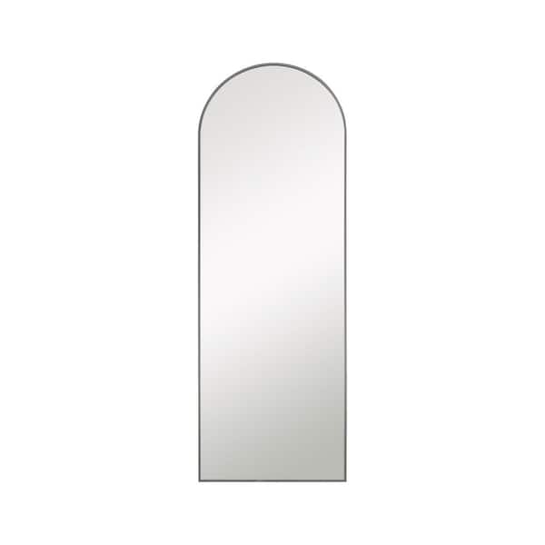 Lirago 64 in. x 21 in. Modern Aluminum Alloy Arched Framed Silver Full-Length Decorative Mirror with Bracket