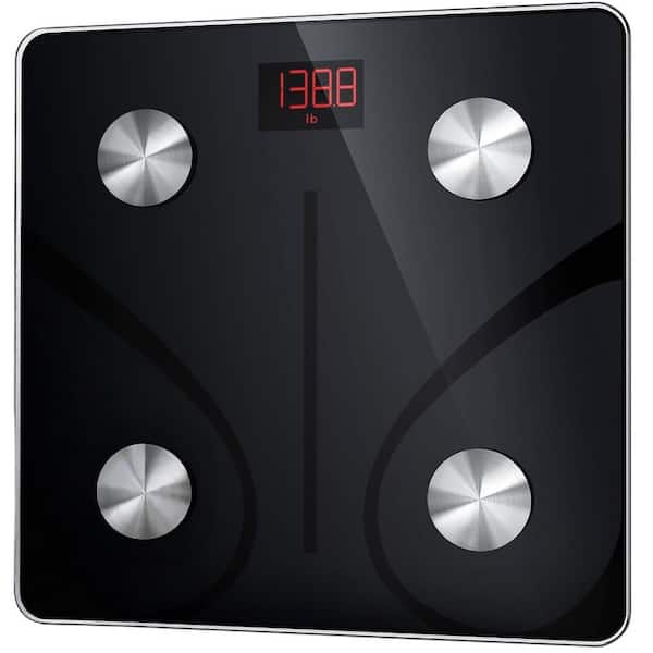 1-Piece 400 lb. Smart Scale for Body Weight, Digital Bathroom Scale BMI Weighing Bluetooth Body Fat Scale in Black
