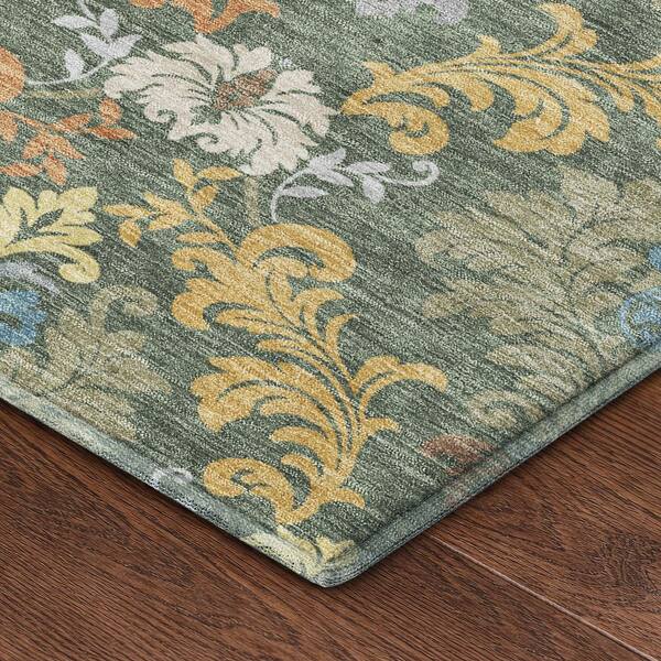 Mayfield Premium Machine Washable Abstract AMF2544 Basil 5 ft. x 7 ft. 6 in. Area Rug
