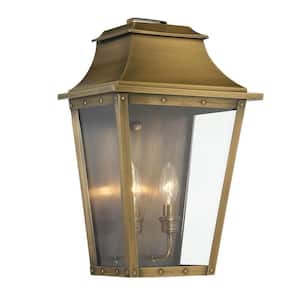 Coventry Collection 2-Light Aged Brass Outdoor Wall Lantern Sconce