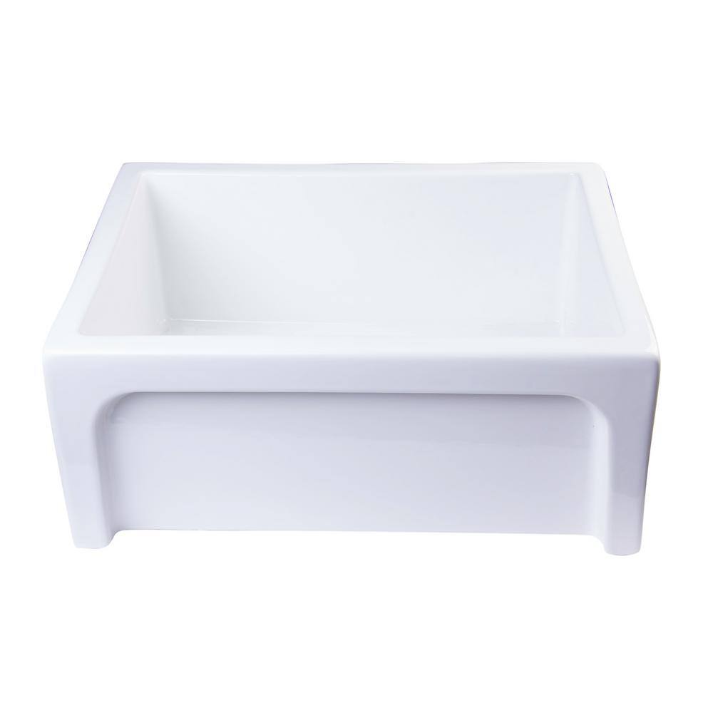 24'' White Fireclay Farmhouse Apron Single Bowl Sink