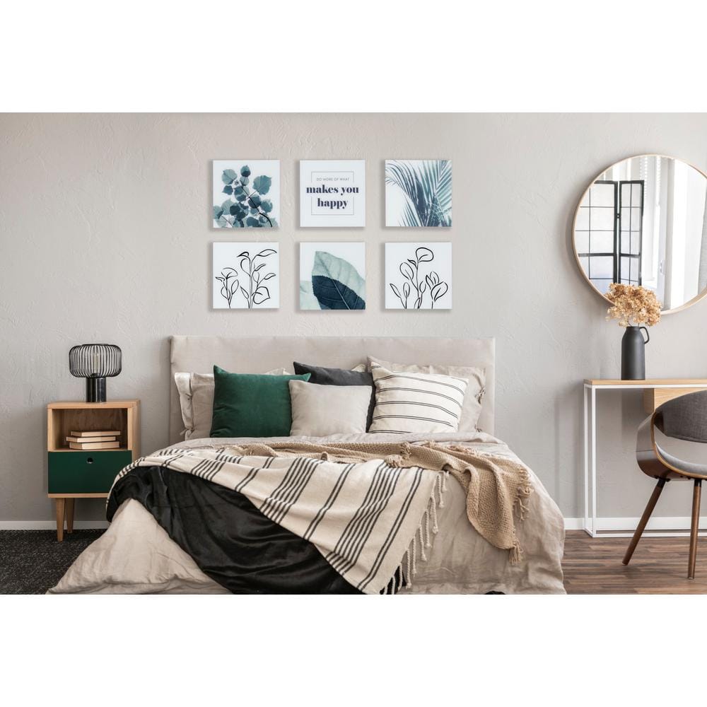 Modern Green and White Botanical Acrylic Wall Art Set