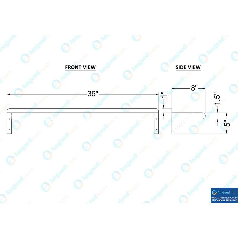 36-Inch Stainless Steel Wall Shelf with Brackets