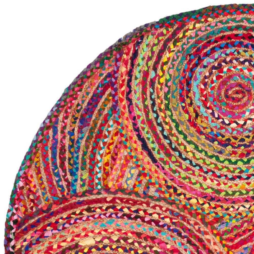 Boho-Chic Cape Cod Round Red Cotton Area Rug - 72" Diameter