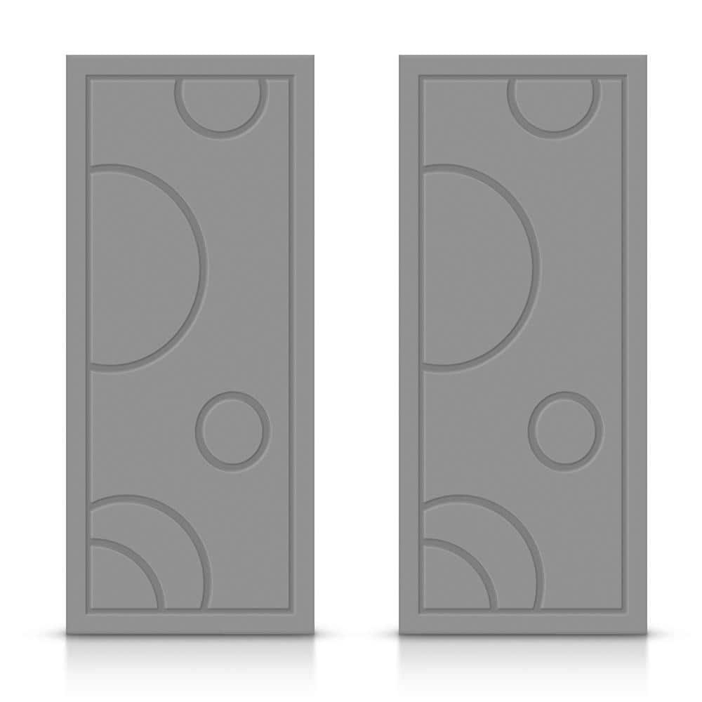 CALHOME 72 in. x 80 in. Hollow Core Light Gray Stained Composite MDF Interior Double Closet Sliding Doors