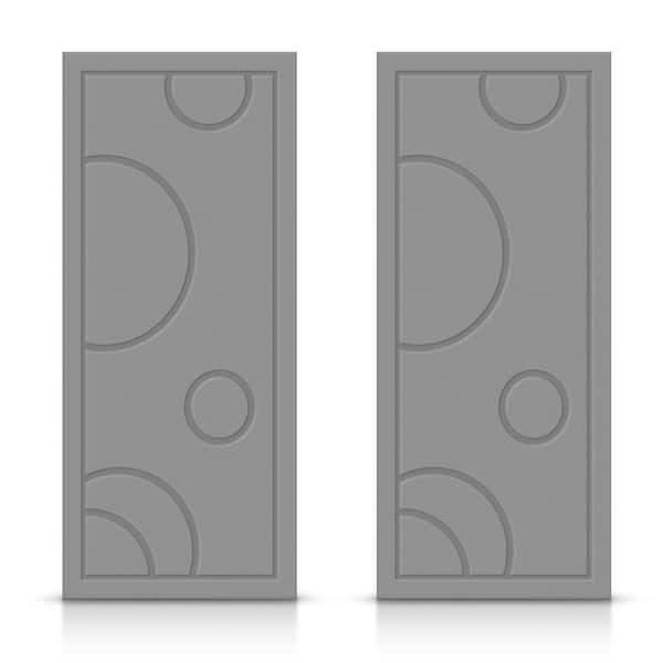 CALHOME 72 in. x 80 in. Hollow Core Light Gray Painted Composite MDF Interior Double Closet Sliding Doors