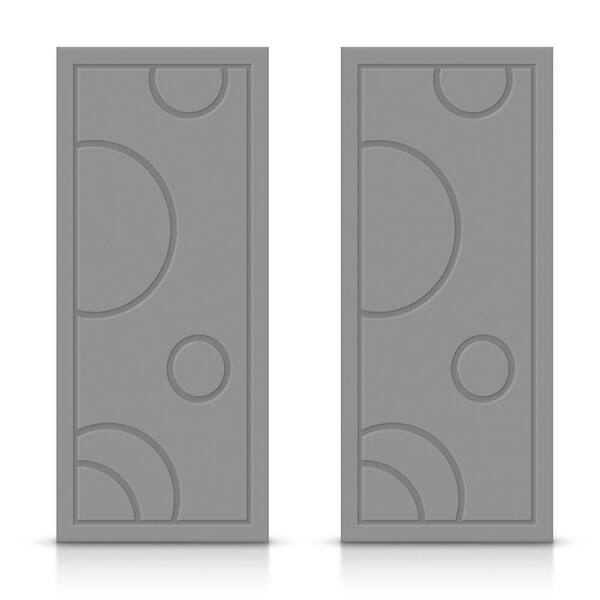 CALHOME 48 in. x 84 in. Hollow Core Light Gray Painted Composite MDF Interior Double Closet Sliding Doors