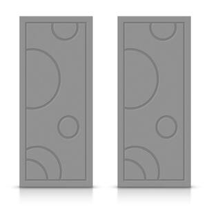 84 in. x 96 in. Hollow Core Light Gray Painted Composite MDF Interior Double Closet Sliding Doors