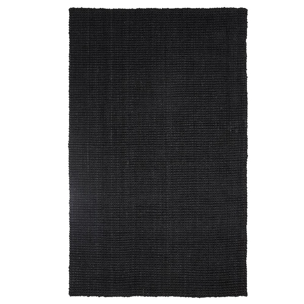 Heavy Duty Black Jute Area Rug 5 X 7 Ft ON SALE Braided Black 