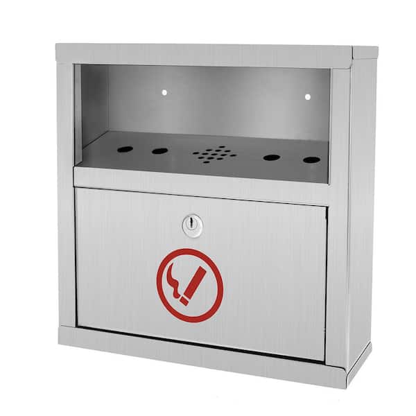 Alpine Industries Stainless Steel Wall Mounted Easy-Clean Cigarette Disposal Outdoor Ashtray