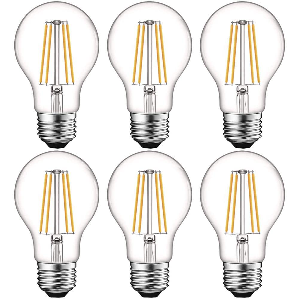 Soft White Dimmable Edison A19 LED Light Bulbs, 6-Pack