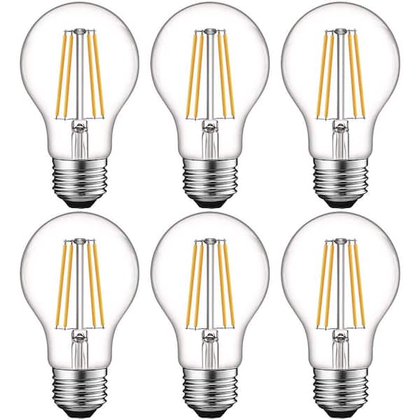 LUXRITE 60-Watt Equivalent A19 Dimmable Edison LED Light Bulbs UL Listed 3000K Soft White (6-Pack)