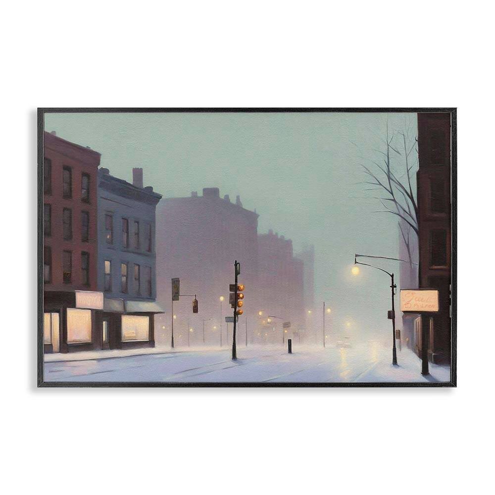 Foggy City Street by Noah Bay Black Framed Abstract Giclee Art Print 12 in. x 18 in. price history on PriceWatchPro