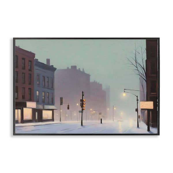 Stupell Industries Foggy City Street by Noah Bay Black Framed Abstract Giclee Art Print 12 in. x 18 in.