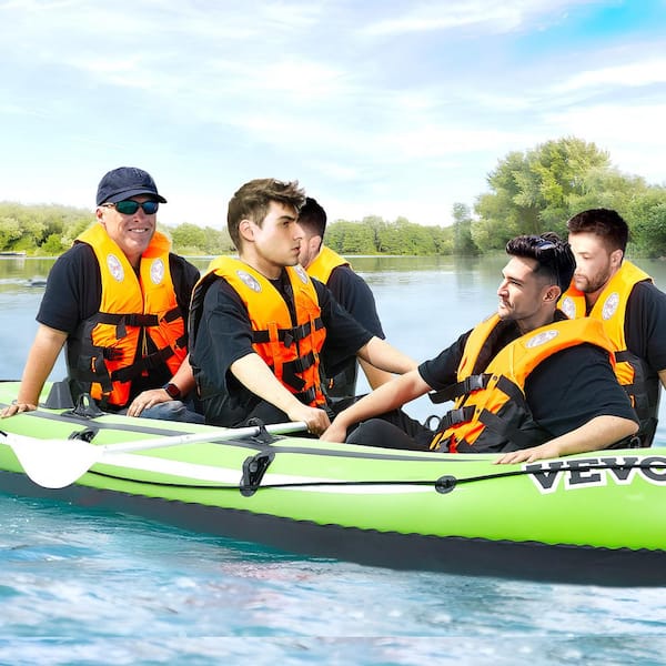 VEVOR Inflatable Boat, 2-Person Inflatable Fishing Boat, Strong PVC Portable  Boat Raft Kayak, Includes 45.6 in Aluminum Oars, High-Output Pump and Fishing  Rod Holders, 500 lb Capacity for Adults, Kids