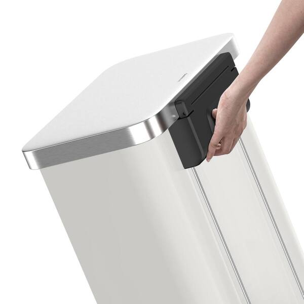 QUALIAZERO 20 Gal. Matte White Trash Can, Step-on, Rectangle