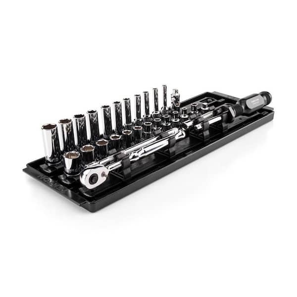 1/4 in. Drive 6-Point Socket and Ratchet Set with Rails (5/32 in.-9/16 in.) (29-Piece)