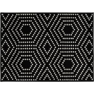 Tecopa Kaharie Black 2 ft. 3 in. x 3 ft. Geometric Polypropylene Indoor/Outdoor Area Rug