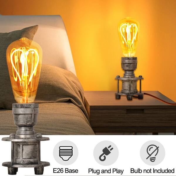 Zompoo Industrial 5.2 in. 1-Light Silver Steampunk Table