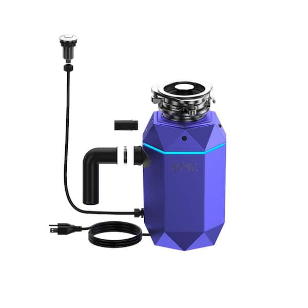 Bright Diamond Corded Amethyst 1 HP Continuous Feed Super Quiet Garbage Disposal, Air Switch and LED Light