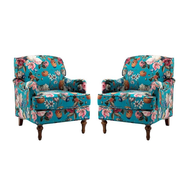 JAYDEN CREATION Acoetes Peacock Armchair with Turned Legs (Set of 2)