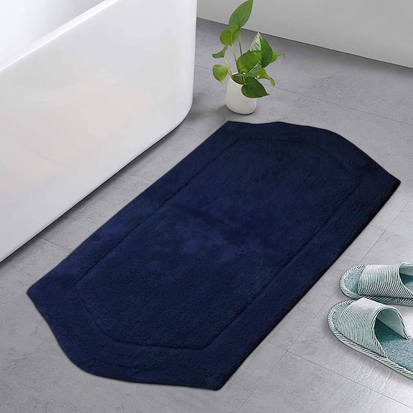 HOME WEAVERS INC Waterford Collection 100% Cotton Tufted Bath Rug, 24 x 40 Rectangle, Navy