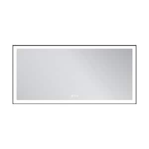 Aura 84 in. W x 40 in. H Rectangular Frameless Anti-Fog Ceiling Wall Mount Bathroom Vanity Mirror in Silver