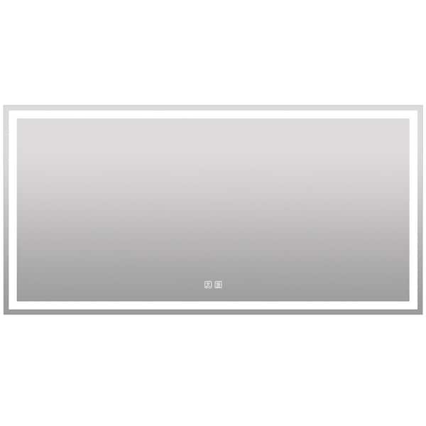60 in. W x 48 in. H Rectangular Frameless LED Light with 3-Color and Anti-Fog Wall Mounted Bathroom Vanity Mirror