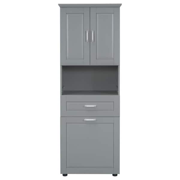25 in. W x 16 in. D x 70 in. H Gray Linen Cabinet