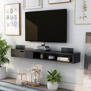 Eponine 60 in. Cappuccino Wood Floating TV Stand with 1-Drawer Fits TVs Up to 66 in. with Wall Mount Feature