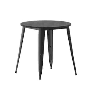 30 in. Round Black Plastic 4 Leg Dining Table with Steel Frame (Seats 4)