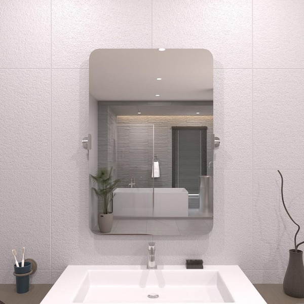 Opalyn 20 in. W x 30 in. H Rectangular Framed Tilt Wall Mount Bathroom Vanity Mirror in Brushed Nickel