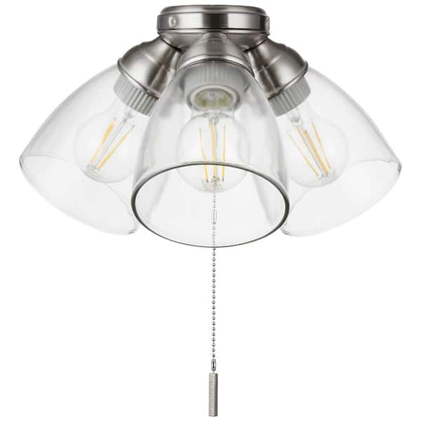 Hampton Bay Rockport Universal 3-Light Brushed Nickel Ceiling Fan LED Light Kit