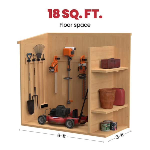 Premium Cedar 6 ft. W x 3 ft. D Wood Garden Shed Storage with Side Cabinet, Interior Shelves, Aluminum Roof (18 sq. ft.)