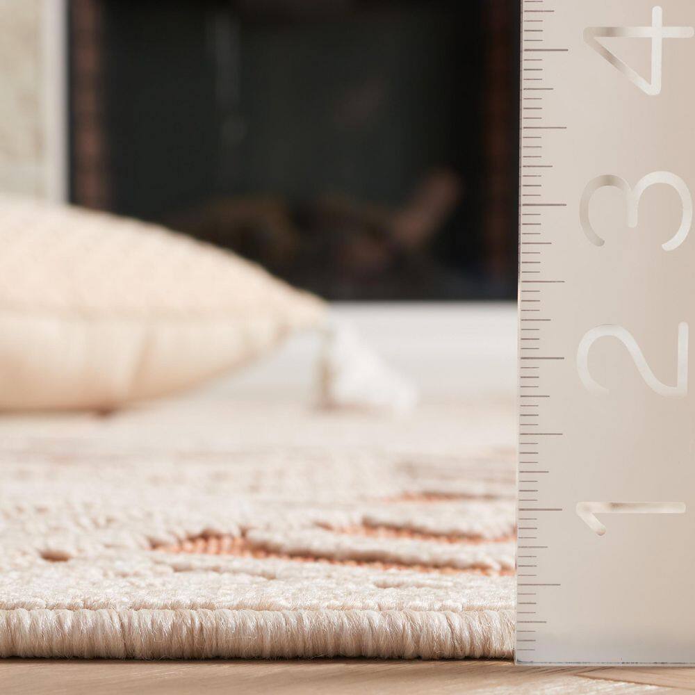 Ivory and Rust Geometric 9' x 12' Indoor/Outdoor Rug