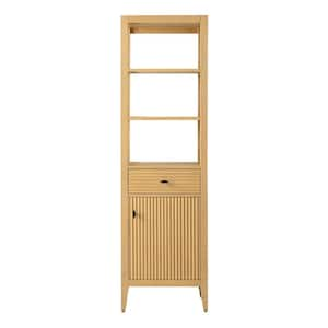 21 in. W x 17 in. D x 72 in. H Brown Freestanding Linen Cabinet with Soft Close Door in Linear Natural Oak