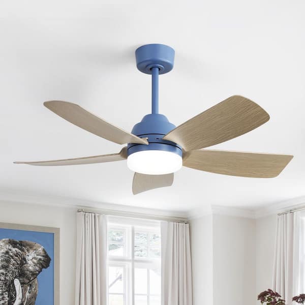 Sofucor 42 in. Indoor Integrated LED Dark Blue Ceiling Fan With Light Kit and Remote Control, Reversible Motor