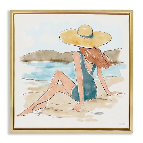Stupell Industries Summer Day Beauty by Anne Tavoletti Gold Floater Frame People Graphic Art Print 18 in. x 18 in.