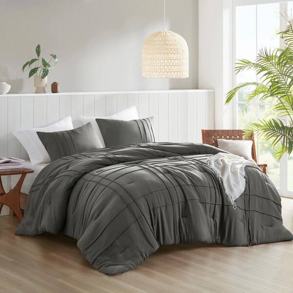 510 Design Porter 2-Piece Microfiber Grey Twin/Twin XL Soft Washed Pleated Comforter Set