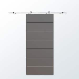 42 in. x 84 in. Light Gray Stained Composite MDF Paneled Interior Sliding Barn Door with Hardware Kit