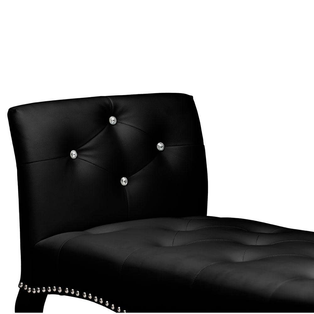 Kristy Black Faux Leather Classic Seating Bench with Nailhead Trim