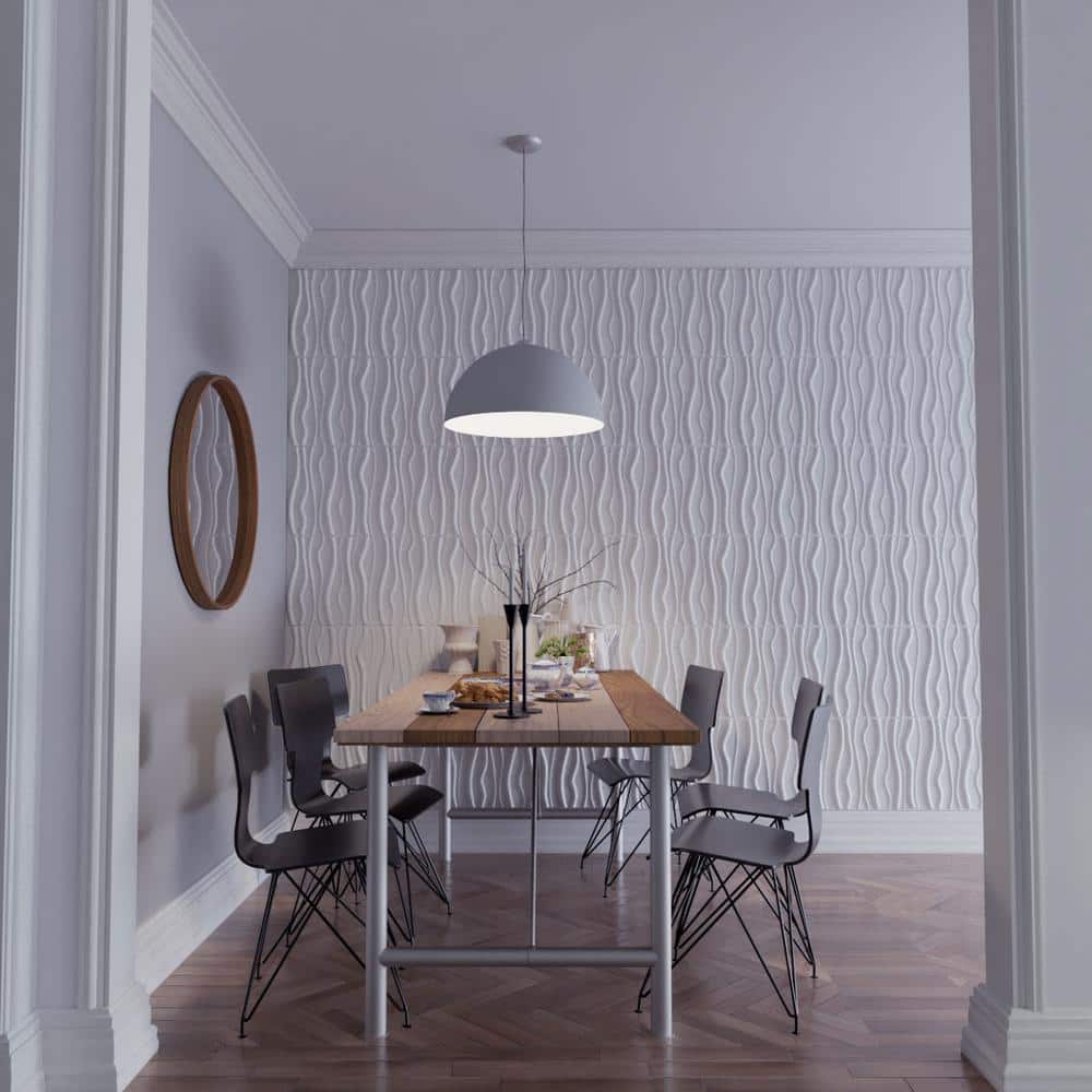 White Textured 3D PVC Decorative Wall Panel