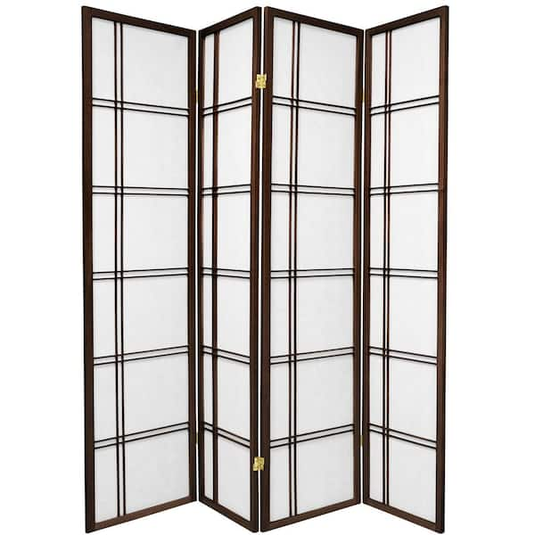 Oriental Furniture 6 ft. Walnut 4-Panel Room Divider