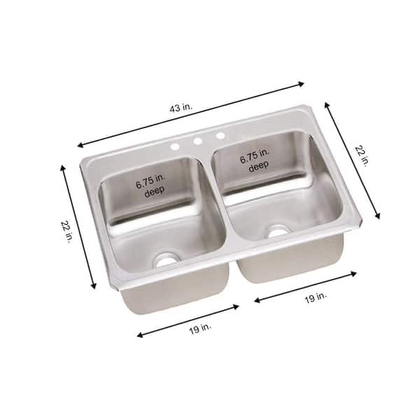 Celebrity 43 in. Drop-in Double Bowl 20-Gauge Stainless Steel Kitchen Sink Only