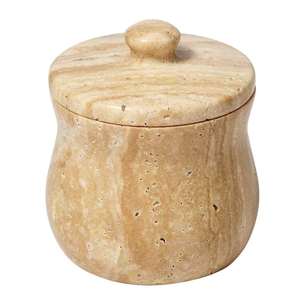 Roselli Trading Company 5 in. Canister in Travertine Stone